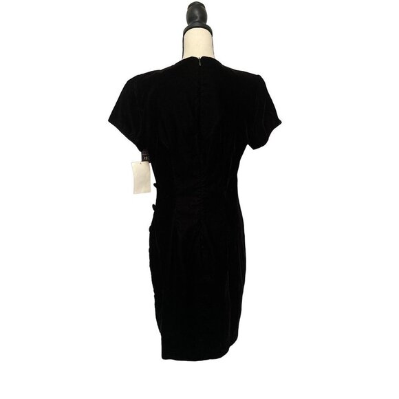 NWT Jessica Howard Black Dress Velvet Covered Buttons Down Side Scoop Neck 12 - Picture 7 of 13